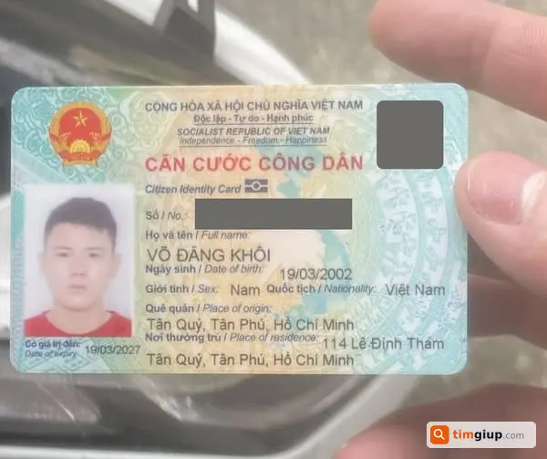 Tìm Giấy Tờ Tùy Thân (CCCD) Võ Đăng Khôi Tại Bình Hưng Hòa