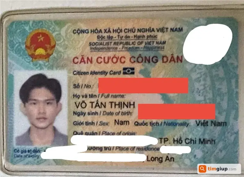 Tìm ví giấy tờ của anh Võ Tấn Thịnh tại Quận Bình Tân, TP.HCM