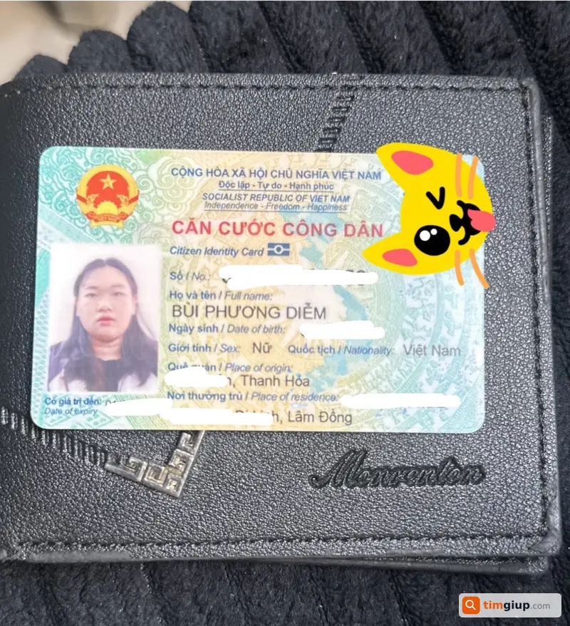 Tìm Ví Giấy Tờ Màu Đen Tên Bùi Phương Diễm Tại An Phú Đông, TP.HCM