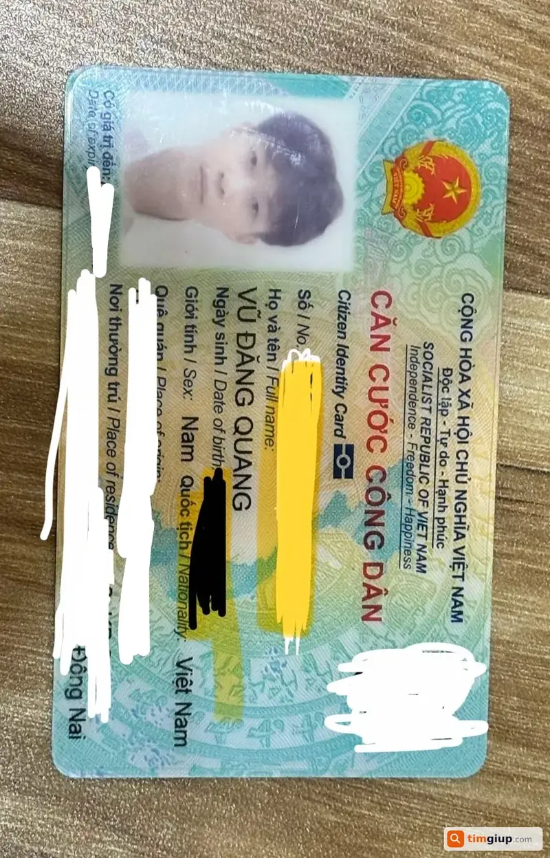 Tìm ví đánh rơi tên Vũ Đăng Quang tại quận Thanh Xuân, Hà Nội