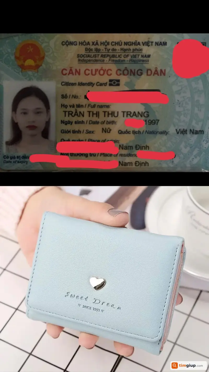 Tìm ví gập nữ màu xanh của chị Trần Thị Thu Trang