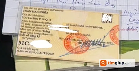 Tìm giấy đăng ký xe (cavet) tên Trần Đại Nghĩa
