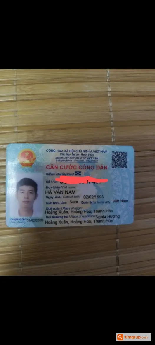Rơi Ví Kèm CCCD Từ Bệnh Viện Hàm Rồng Đến 25b Thanh Hóa