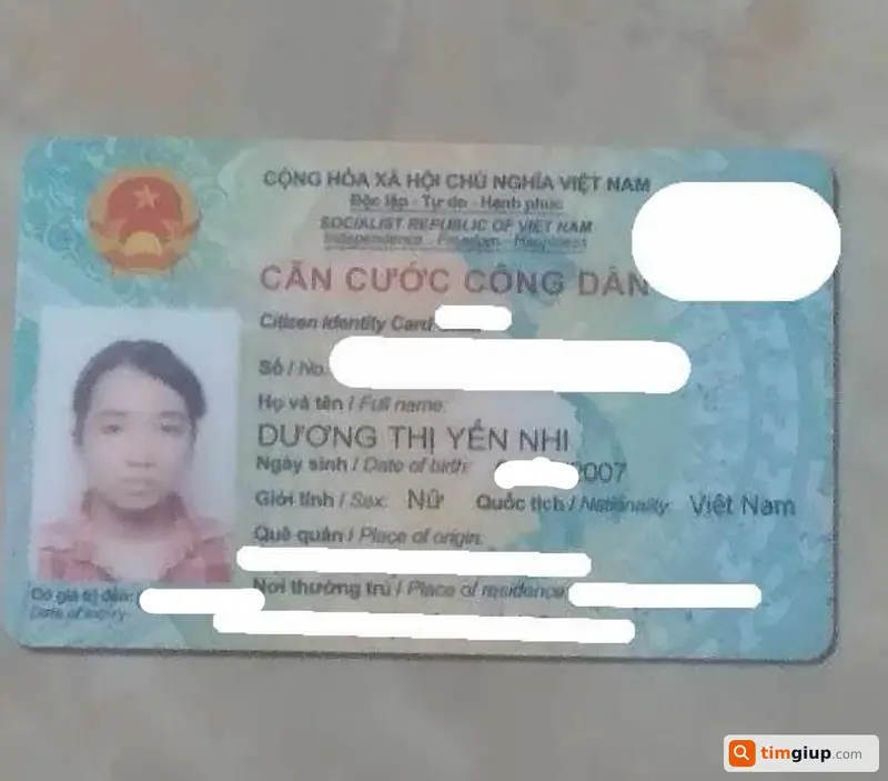 Tìm ví và giấy tờ tùy thân của Dương Thị Yến Nhi tại Quận 2, TP.HCM