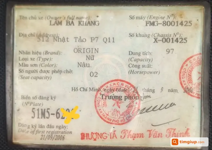 Nhặt Được Giấy Đăng Ký Xe Tại Chung Cư Thạnh Lộc, Hồ Chí Minh