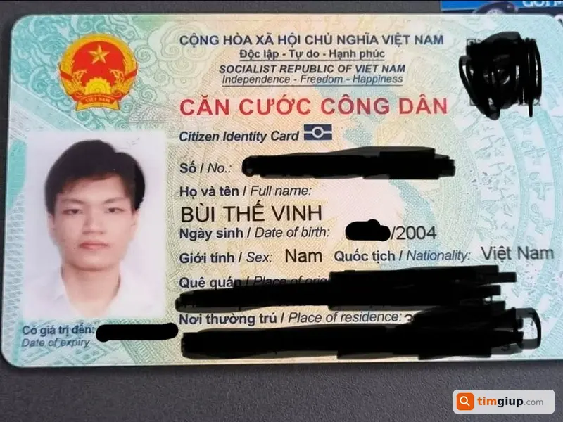 Tìm CCCD Bùi Thế Vinh 2004 rơi tại TP.HCM đoạn IIG - Thủ Đức