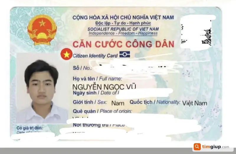 Tìm thẻ Căn cước công dân tên Nguyễn Ngọc Vũ