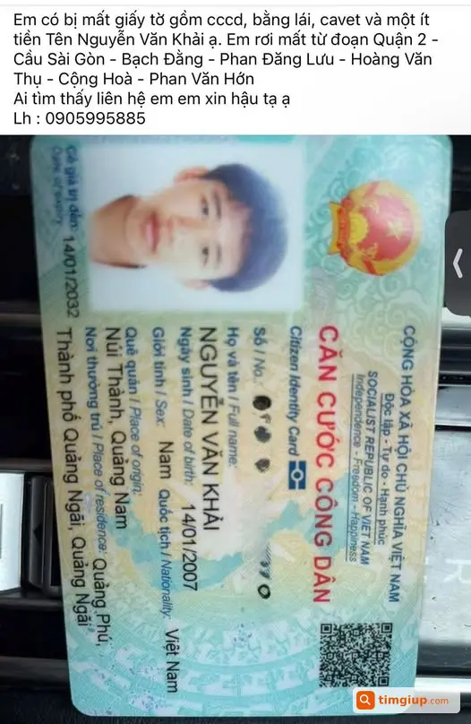 Đánh Rơi Ví Có CCCD Và Giấy Tờ, Mong Tìm Lại