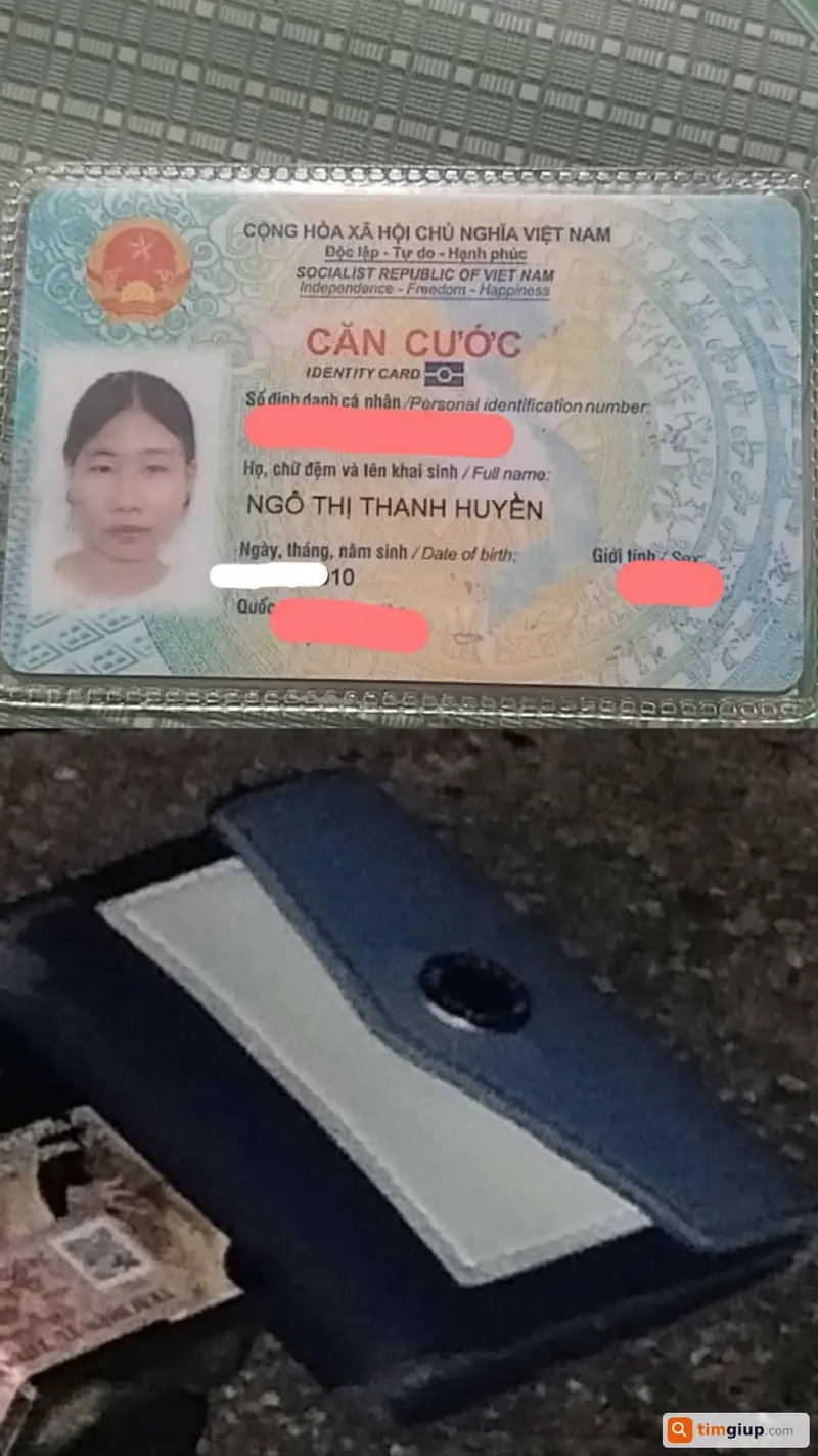 Tìm ví và giấy tờ tùy thân của Ngô Thị Thanh Huyền tại Quận 8, TP.HCM
