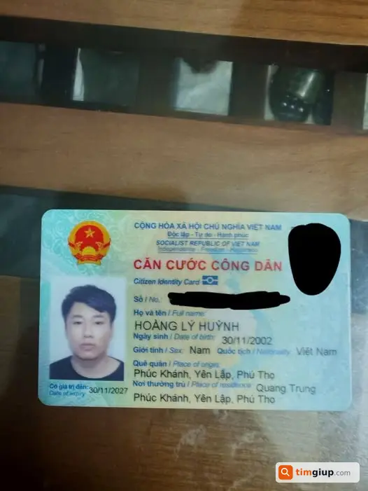 Mất ví chứa CCCD và giấy tờ xe tại khu Lê Thanh Nghị