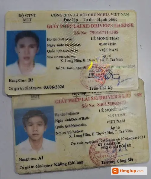 Nhặt Được 2 Bằng Lái Xe A1 Và B1 Mang Tên Lê Mọng Thái