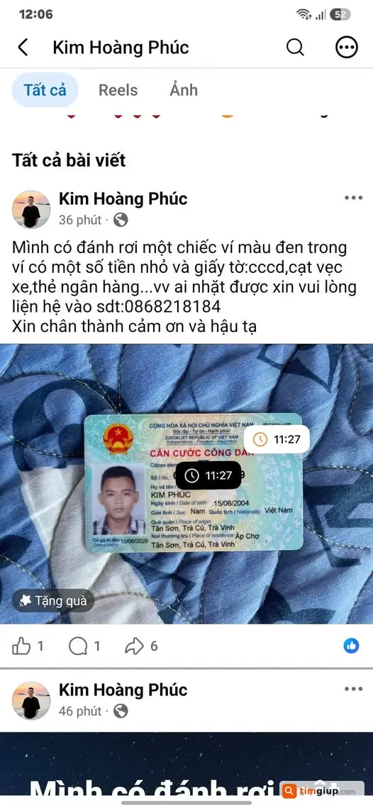 Tìm Ví Đen Cùng CCCD Và Giấy Tờ Xe Bị Đánh Rơi