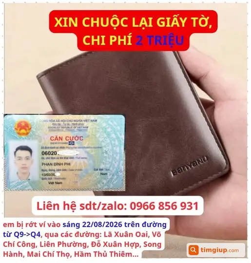 Tìm Giấy Tờ Tùy Thân Trong Ví Rơi Từ Quận 9 Đến Quận 4