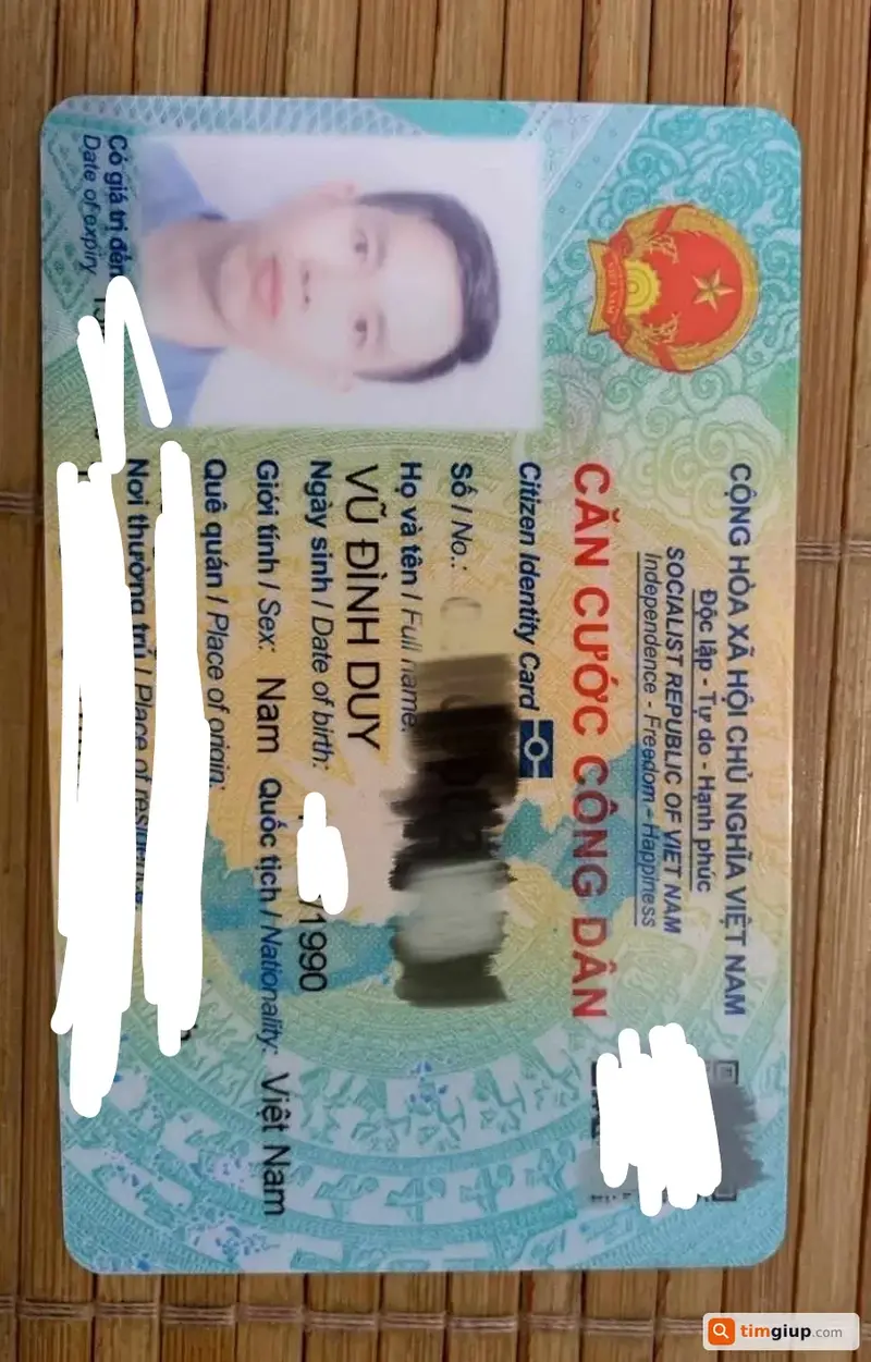 Tìm ví màu đen của anh Vũ Đình Duy (1990) thất lạc tại Nam Định