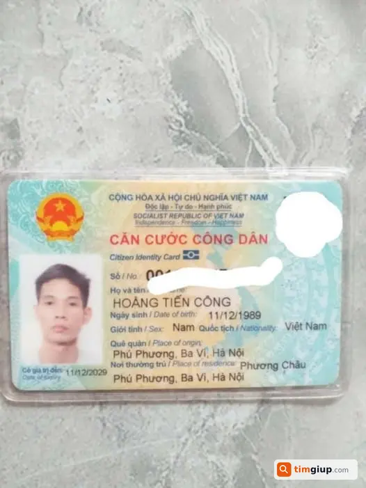 Tìm Giấy Tờ Tùy Thân (CCCD) Tên Hoàng Tiến Công Tại Hà Nội