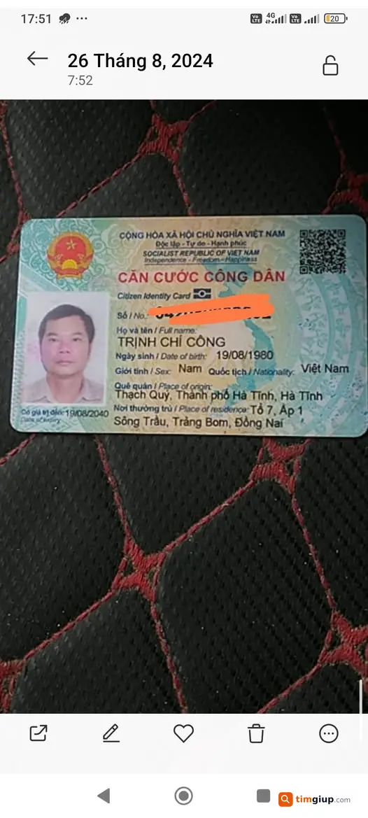Tìm Ví Chứa CCCD Và Bằng Lái Đánh Rơi Ở Trảng Bom