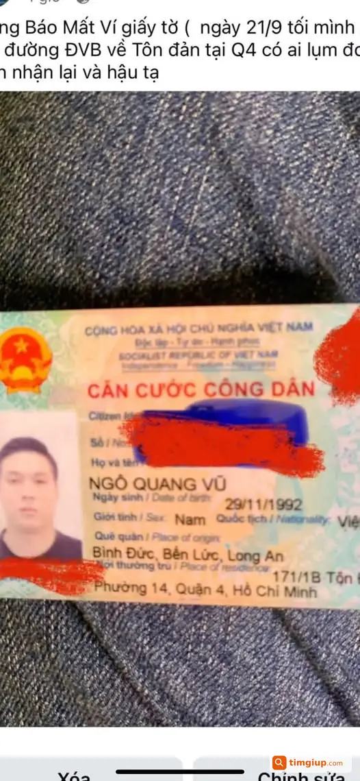 Tìm Ví Chứa CCCD Và Giấy Tờ Tên Lê Thị An Tại Q4-Q7