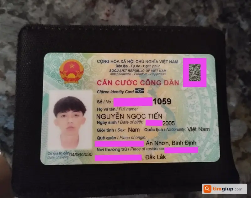 Tìm ví da đen chứa CCCD Nguyễn Ngọc Tiến tại Q4–Q3 TP.HCM