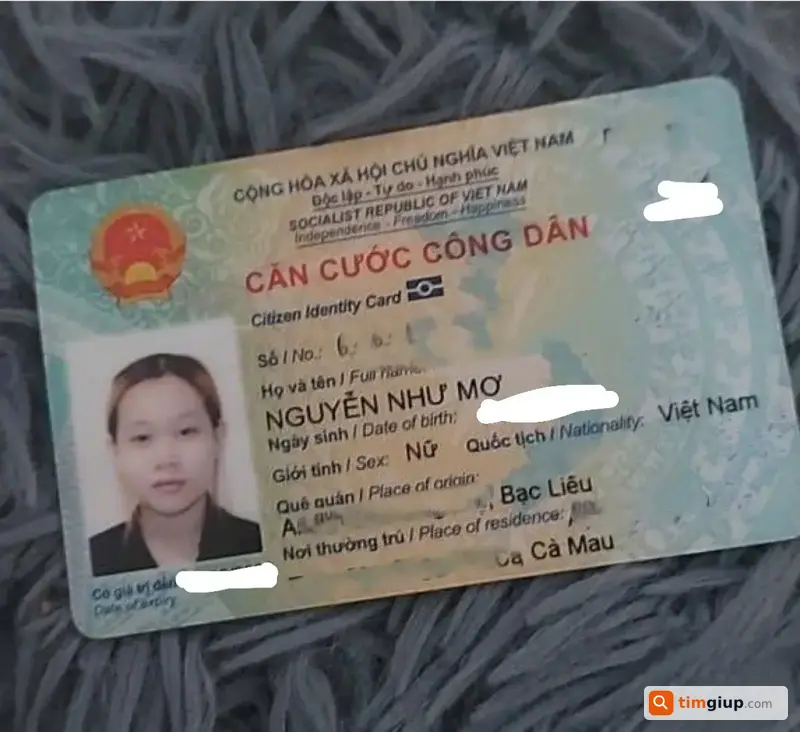 Tìm Giấy Tờ Tùy Thân (CCCD, Bằng Lái) Tên Nguyễn Như Mơ Tại Hố Nai, Đồng Nai