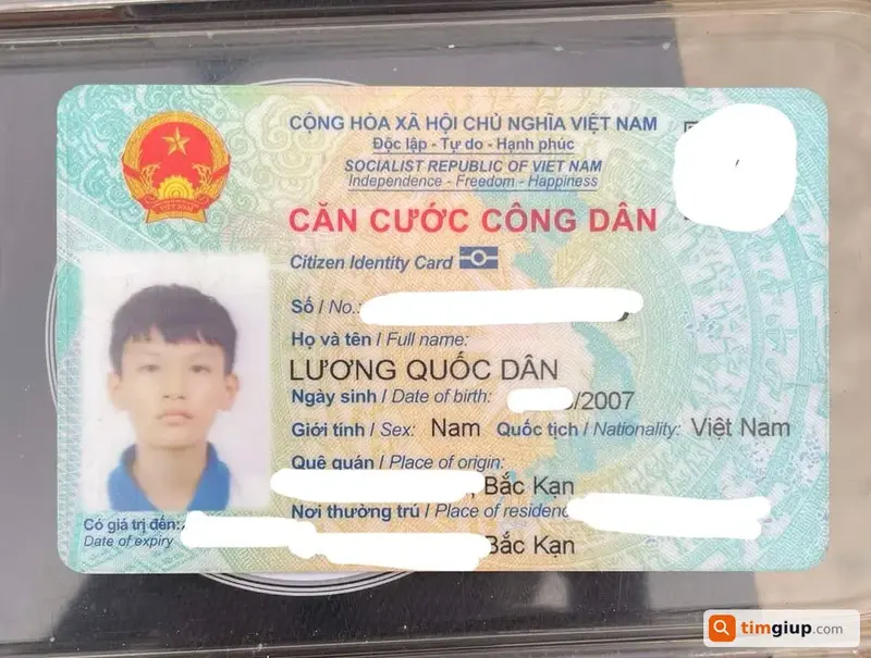 Tìm thẻ Căn cước công dân của Lương Quốc Dân tại Bắc Ninh