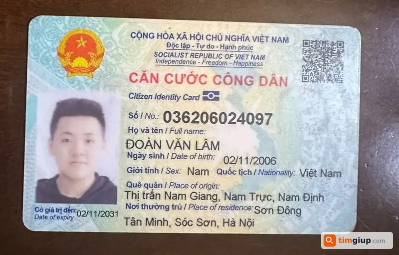 Tìm CCCD Mang Tên Đoàn Văn Lâm Đánh Rơi Sóc Sơn - Hà Nội