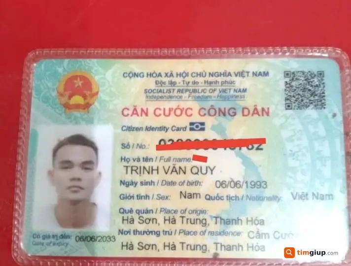 Tìm giấy tờ tùy thân tên Trịnh Văn Quy bị rơi