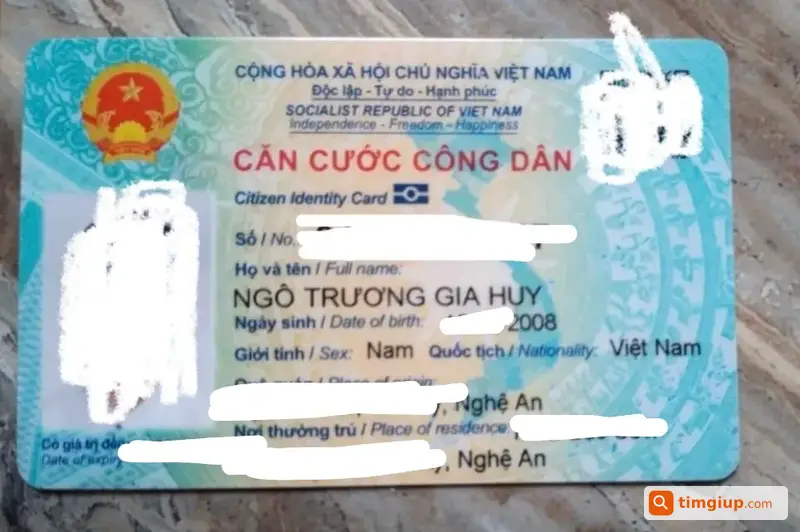CCCD Tên Ngô Trương Gia Huy 2008 Rơi Tại Bắc Từ Liêm