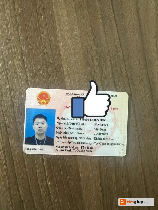 Nhặt được GPLX trên đường Lê Đức Thọ