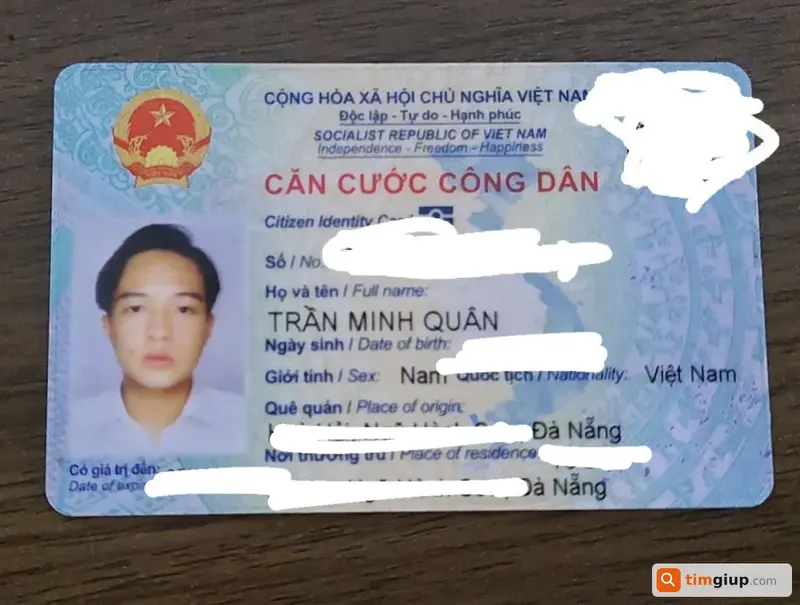 Tìm ví và giấy tờ tùy thân tên Trần Minh Quân tại Đà Nẵng
