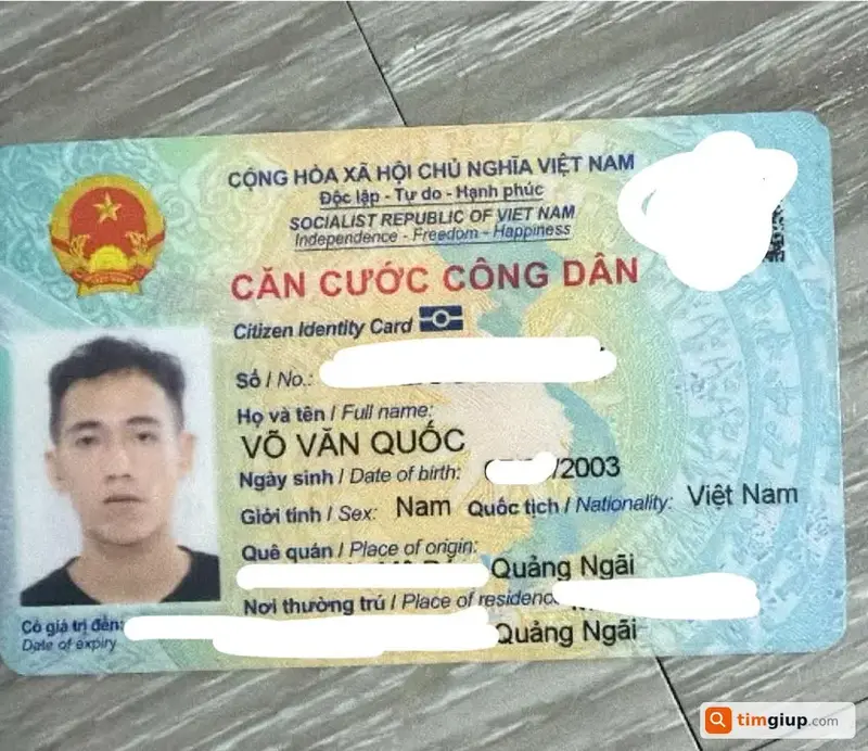 Tìm ví chứa giấy tờ tùy thân của anh Võ Văn Quốc tại Gò Vấp, TP.HCM
