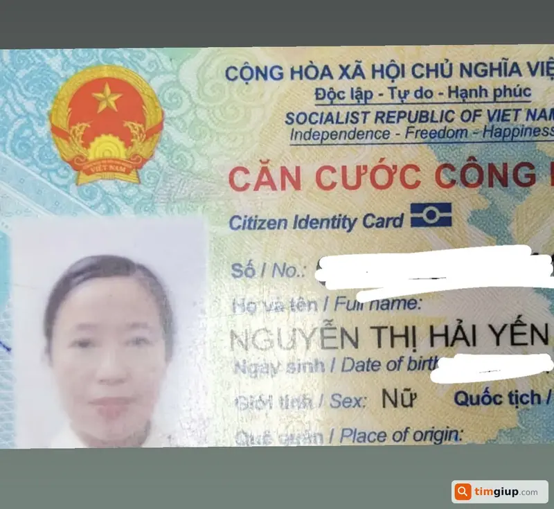 Tìm ví giấy tờ mang tên Nguyễn Thị Hải Yến tại Hà Nội