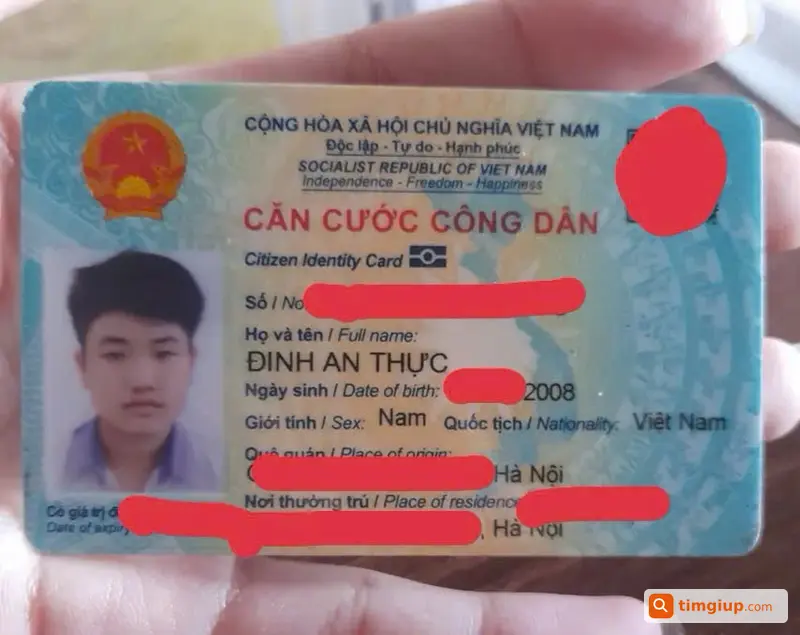 Rơi Ví Giấy Tờ Tên Đinh An Thực Tại TP Nam Định