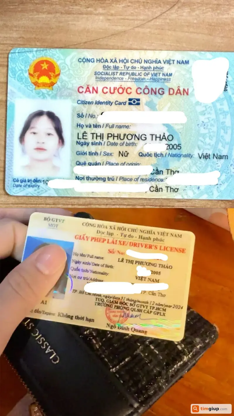 Tìm ví giấy tờ mang tên Lê Thị Phương Thảo tại Quận Bình Tân, TP.HCM