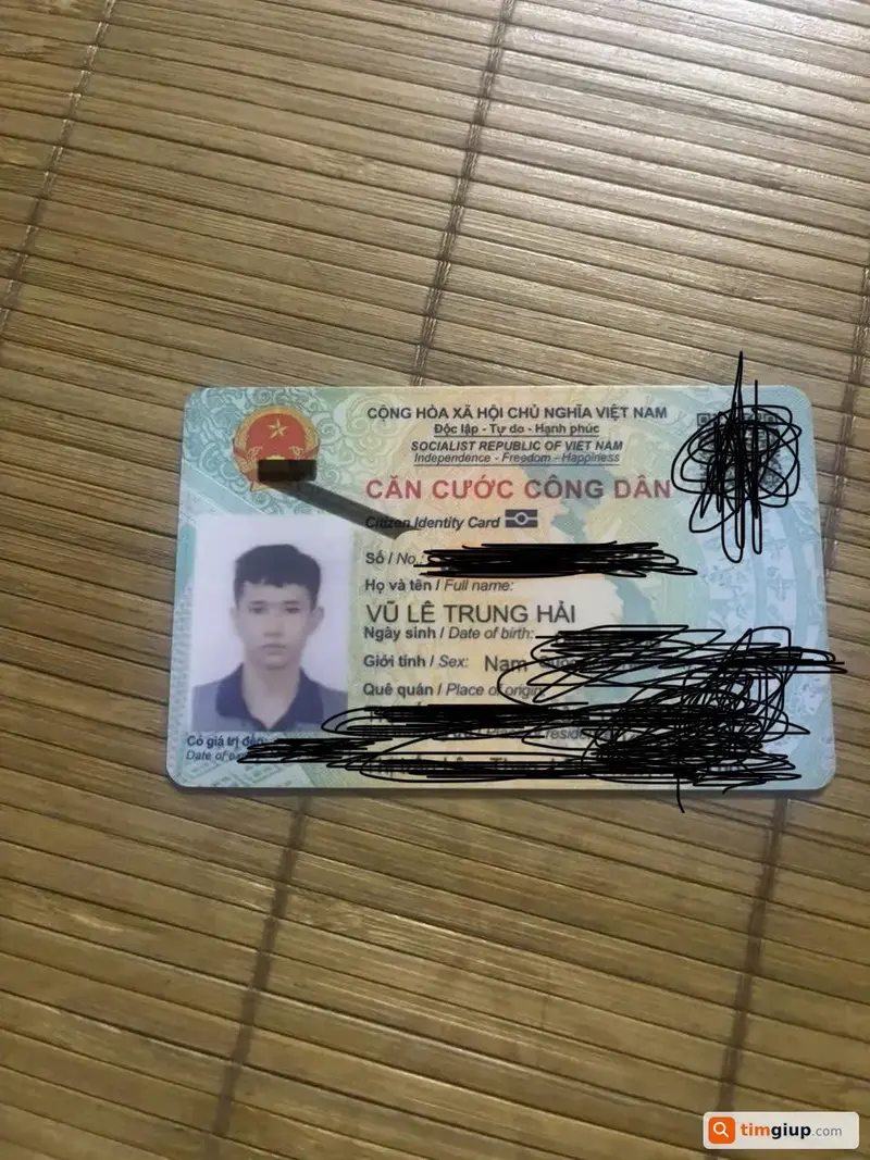 Tìm thẻ Căn cước công dân tên Vũ Lê Trung Hải