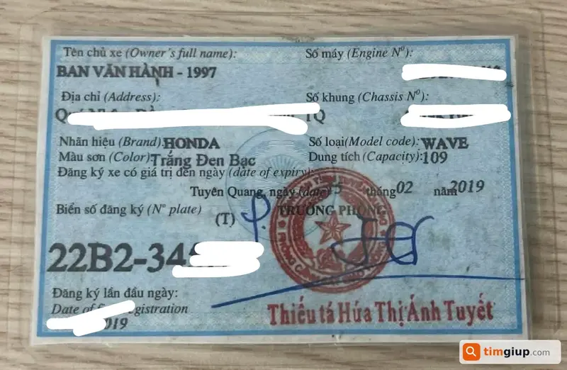 Tìm giấy đăng ký xe mang tên Ban Văn Hành tại Thái Nguyên