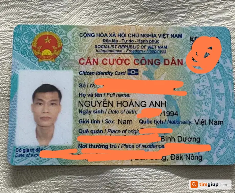 Rơi bóp có giấy tờ mang tên Nguyễn Hoàng Anh tại Bình Dương