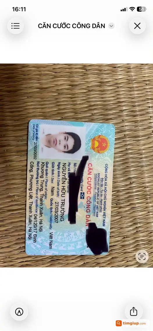 Ví Đen Kèm CCCD Bị Rơi Trên Đường Trần Nguyên Đán