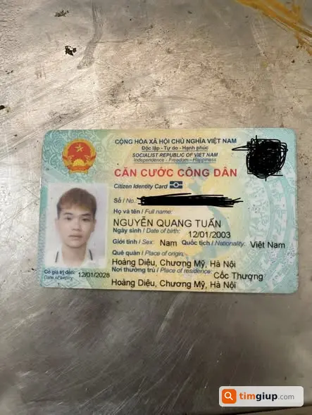 Tìm ví kèm CCCD Nguyễn Quang Tuấn tại Hà Đông Hà Nội