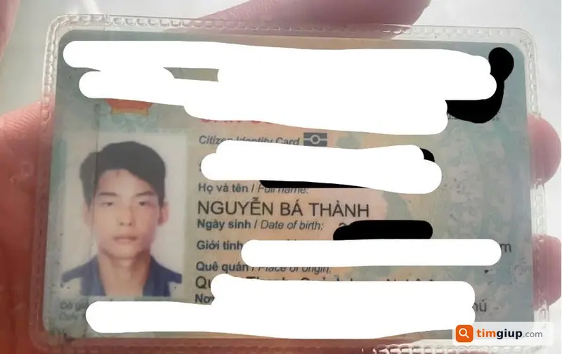 Tìm giấy tờ tùy thân bị mất tên Nguyễn Bá Thành