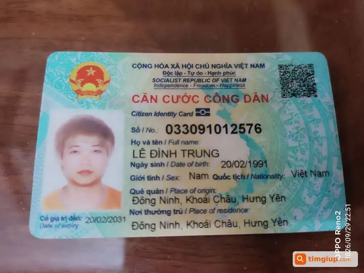 Nhặt Được CCCD Trước Cổng, Tìm Chủ Nhân Liên Hệ Nhận Lại