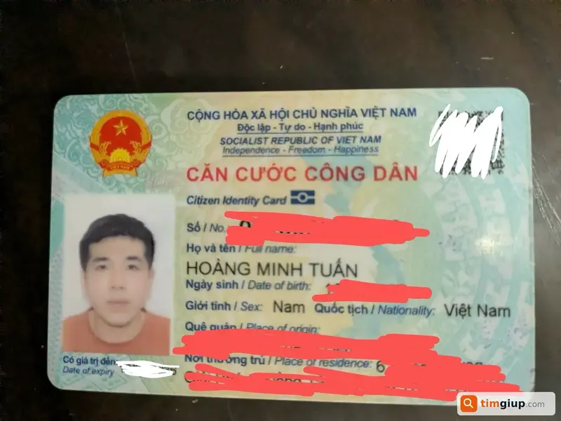 Tìm ví và giấy tờ tùy thân tên Hoàng Minh Tuấn tại Quận Bắc Từ Liêm, Hà Nội