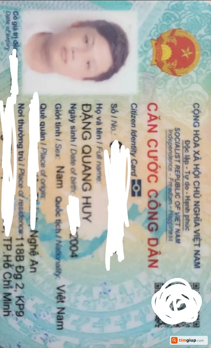 Tìm ví đen chứa giấy tờ tên Đặng Quang Huy tại Thủ Đức