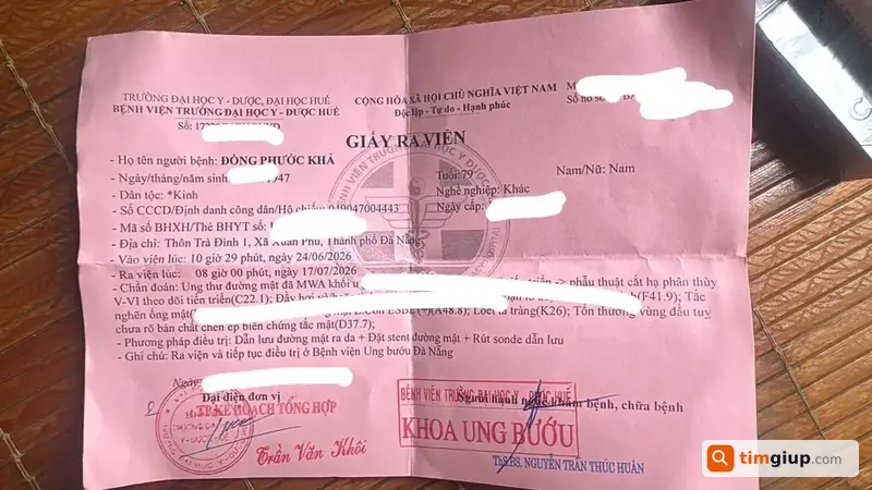 Tìm Giấy Tờ Tùy Thân Mang Tên Đồng Phước Khả Tại Bệnh Viện Đại Học Y Dược Huế