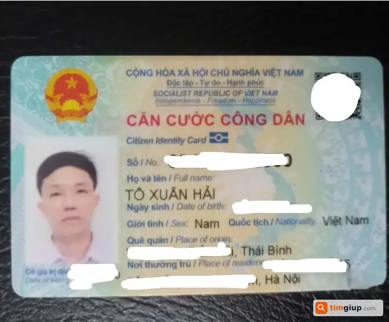 Tìm Giấy Tờ Tùy Thân (CCCD) Tô Xuân Hải Rơi Ở Từ Liêm, Hà Nội