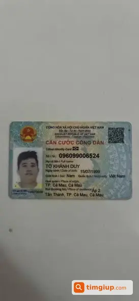 Bóp Có Điện Thoại, Thẻ Ngân Hàng Và CCCD Tên Tô Khánh Duy
