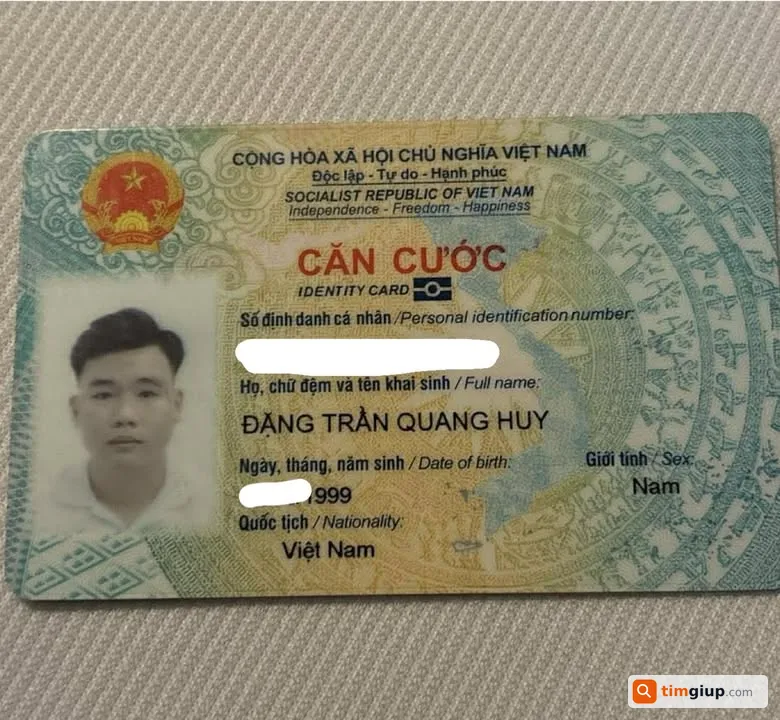 Tìm ví và giấy tờ tùy thân của anh Đặng Trần Quang Huy tại TP.HCM