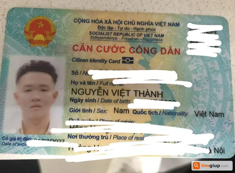Tìm ví và giấy tờ tùy thân tên Nguyễn Việt Thành tại Hà Nội