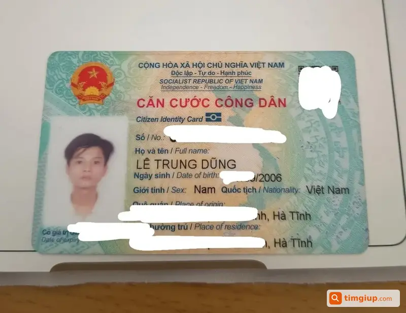 Tìm CCCD Tên Lê Trung Dũng Rơi Tại Tân Bình, TP.HCM