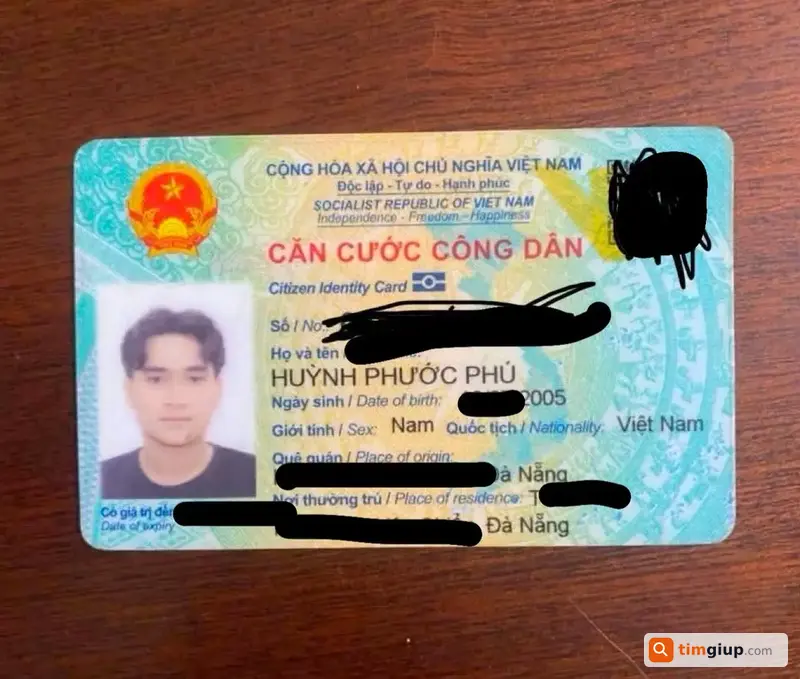 Tìm Giấy Tờ Tùy Thân (CCCD) Tên Huỳnh Phước Phú Rơi Tại Đà Nẵng